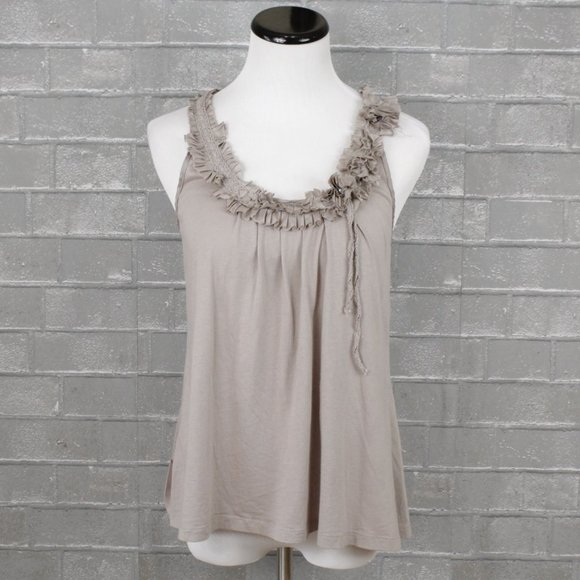 Anthropologie Tops - Anthropologie Deletta Ribbon Ruffle Tank Top